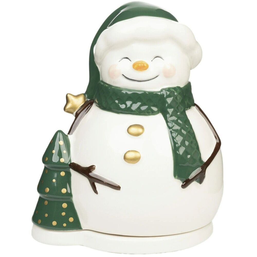Snowman Wax Warmer Christmas Winter Fragrance Aromatherapy White Green Gold Gift